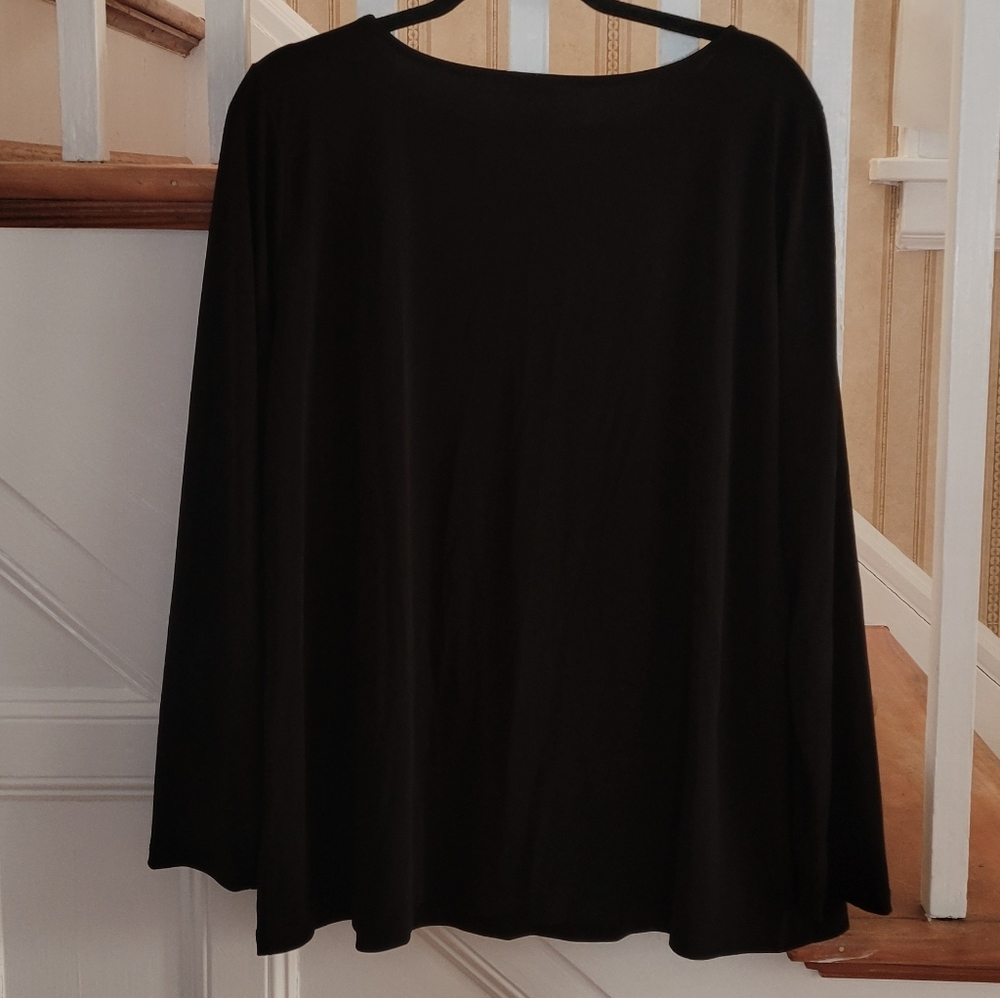 SUSAN GRAVER Modern Essentials Longsleeve Black Top Plus Size 1X - Picture 3 of 7